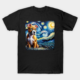 Starry American Staffordshire Terrier Portrait - Dog Portrait T-Shirt